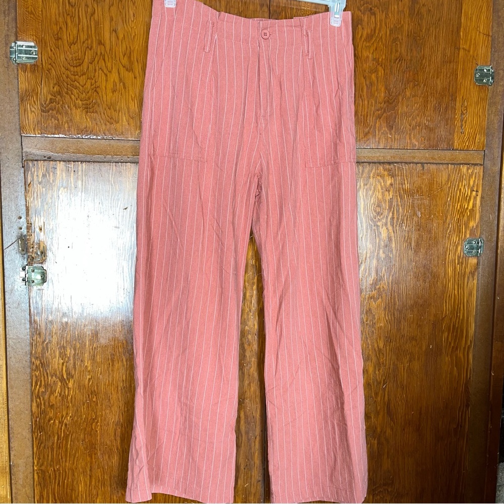 Miss Love size M Pink Striped Wide Leg Pants
